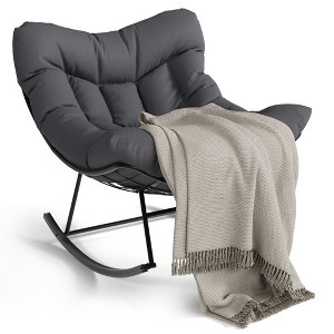 COZONY Outdoor Oversized Papasan Rocking Chair - Sturdy Metal Frame Rattan Egg Rocker, Lounge Chair for Balcony Backyard Porch Bedroom - 1 of 4