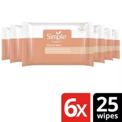 Simple Instant Glow Facial Cleansing and Makeup Removal Wipes - 6pk/25ct