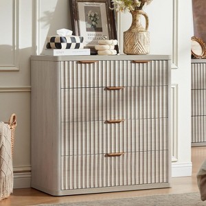 BALHAM TRADE-34" Tall Fluted 5 Drawers Dresser with Metal Handle Curved  Profile Drawer Organizer Light Grey-1-5 Drawers 15.8"D x 31.5"W x 34"H :  Target