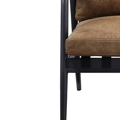 Anzan Chestnut Leather and Matte Iron Accent Chair