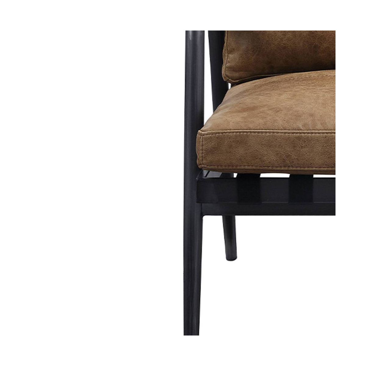 Acme Furniture 26" Anzan Accent Chair Berham Chestnut Top Grain Leather/Matt Iron Finish: No Assembly, Metal Frame, Dry Dust Care - thumbnail 10