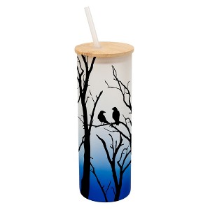 Elanze Designs Birds Resting on Tree Branches Wrap-Around Design 25 Ounce Frosted Gradient Glass On-The-Go Coffee Travel Skinny Tumbler Mug Cup, - 1 of 1