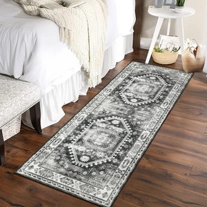 Washable Oriental Runner Rug,Low-Pile Non-Shedding Indoor Carpet for Hallway, Bedroom, Kitchen & Laundry - 1 of 4