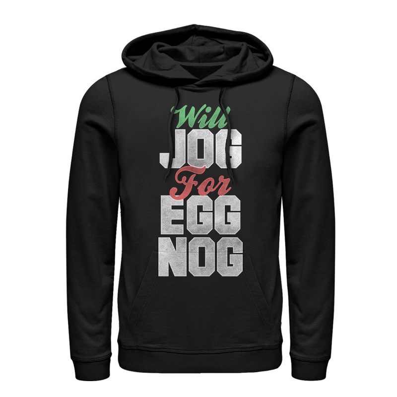 Women's CHIN UP Christmas Jog for Egg Nog Pull Over Hoodie, 1 of 4