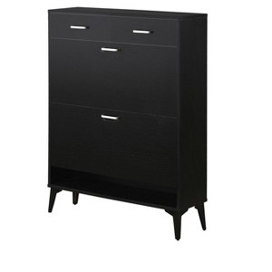 TIRAMISUBEST Black Shoe Cabinet with Flip Drawers - Free Standing Entryway Organizer for Hallway, Bedroom & Closet (Large Capacity, Modern Design) - 1 of 4