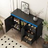 TIRAMISUBEST Fluted Black Sideboard Cabinet with LED Lights & 3 Drawers - 2 of 4