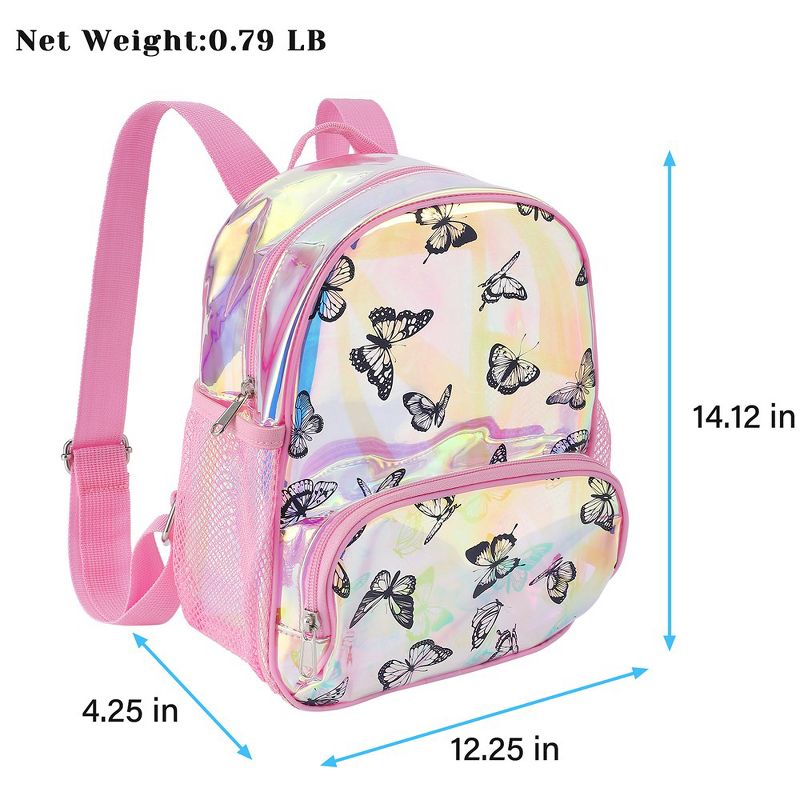 Butterfly Print Backpack Clear Backpack Heavy Duty Stadium Transparent School Book Bag Pvc Mesh Bag Cute Girls Bookbags, 5 of 7