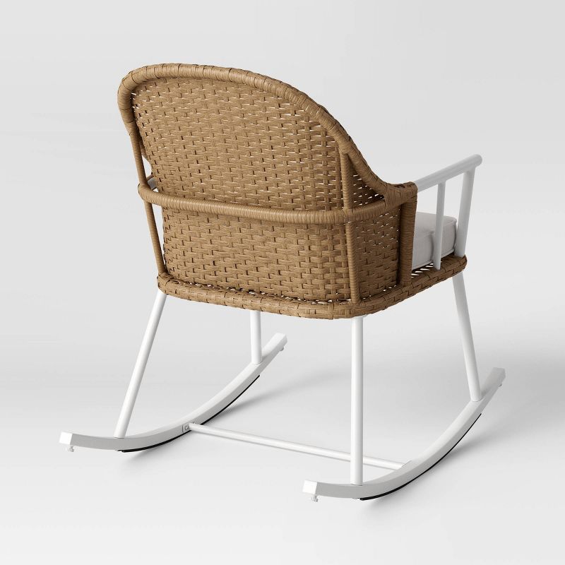 Windsor Steel &#38; Wicker Outdoor Patio Chair, Rocking Chair White - Threshold&#8482; designed with Studio McGee, 5 of 8