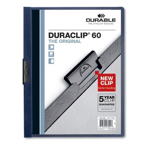 Durable DuraClip Clip Fastener Report Cover - 8.5" x 11" - Clear/Navy - Case of 25 - 1 of 4