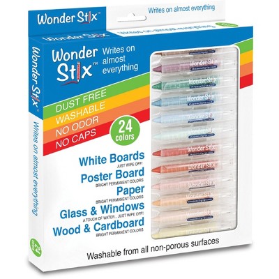 Wonder Stix Write on Anything All Surface Washable Crayons, 24 Assorted Colors