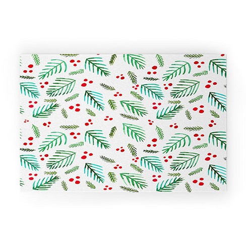 Angela Minca Xmas branches white Welcome Mat - Society6 - image 1 of 3