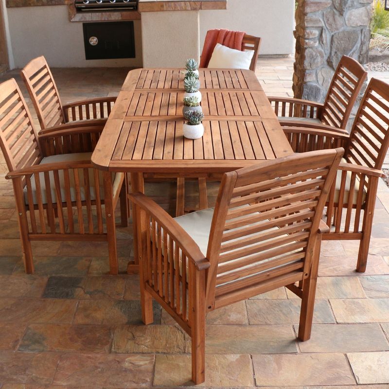7pc Acacia Wood Patio Dining Set with Cushions - Saracina Home
, 2 of 6