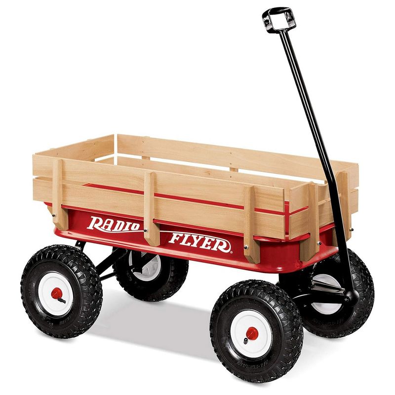 Radio Flyer Full Size All Terrain Classic Steel and Wood Pull Along Wagon, Red, 1 of 8