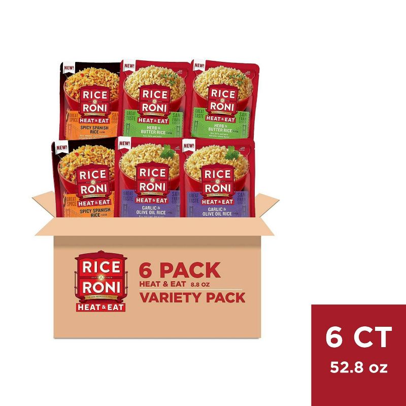 Rice-A-Roni Heat &#38; Eat 3 Flavor Variety Rice - 6pk, 1 of 3