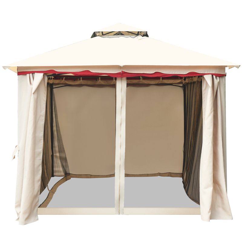 Tangkula 13'x10'Outdoor Canopy Gazebo Art Steel Frame 2-Tiers Party Patio Large Canopy Gazebo W/Netting&Side Walls, 4 of 10