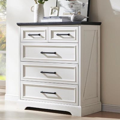 SinCiDo 36" Tall Farmhouse 5 Drawer Dressing Table with Large Drawers and Metal Handles,Suitable for Bedrooms,Living Rooms and Corridors