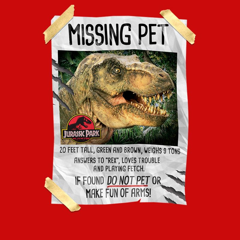 Boy's Jurassic Park T. Rex Missing Pet T-Shirt, 2 of 5