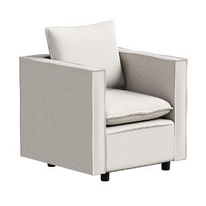 Gulches Beige Linen Single Sofa Chair, Decorative Accent Chair with Soft Cushions & Round Armrests, Modern Design for Bedroom, Reading Room & Corners - 1 of 4