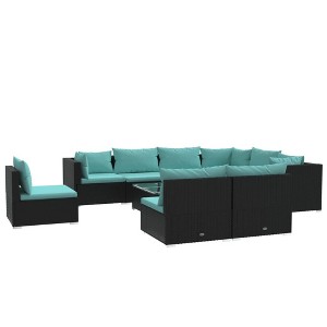 vidaXL Garden Lounge Set Black and Water Blue - 1 of 4
