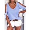 Imily Bela Women Summer V Neck Cold Shoulder Tops Loose Casual Tee Chic Cutout Blouse - 2 of 4