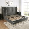 Bed Frame Upholstered Bed Wingback Headborad Velvet Channel Tufted - 4 of 4