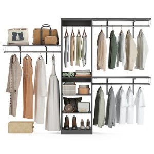 GlasFlength Closet System Sets Modern Closet Cabinet with Shelves, for Living Room, Dining Room, Gray, 109"*47"*24" - 1 of 4