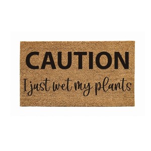 28" x 16" Nature Coir Mat, Caution I just wet my plants - 1 of 4