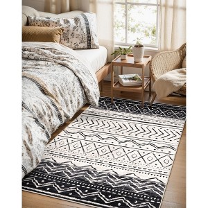 Lahome Machine Washable Moroccan Print Floor Mat-Boho Ultra Thin Soft Rug for Living Room, Bedroom, or Dorm - 1 of 4