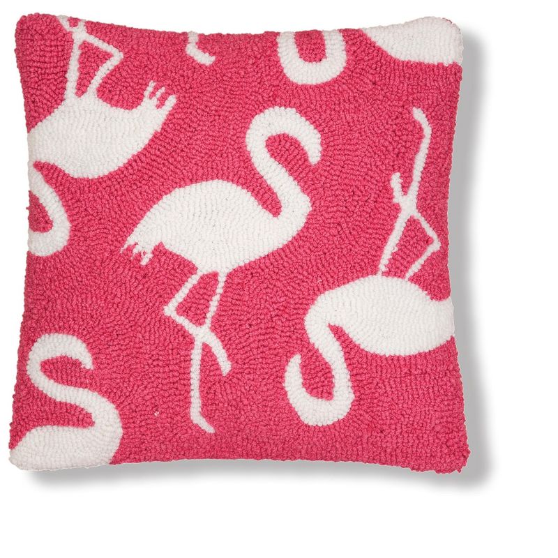 C&F Home 15" x 15" Beachy Flamingo Hooked Throw Pillow, 1 of 6