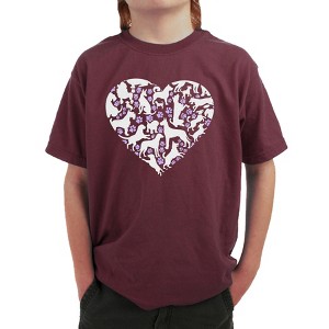 LA Pop Art Dog Heart - Boy's Word Art T-Shirt - 1 of 4