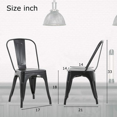 Black Metal Stackable Armless Dining Chairs Set of 4