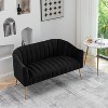 SEYNAR Modern Glam Comfy 50" Metal Legs Curved Sofa 2 Seaters Loveseat with Tufted Back - 4 of 4