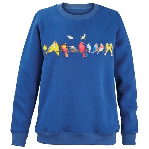 Collections Etc Colorful Realistic Backyard Birds Crewneck Sweatshirt - 1 of 4