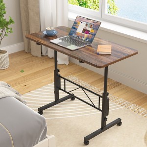 VECELO Small Standing Desk Adjustable Height, Mobile Computer Workstations with Wheels, Portable Rolling Laptop Table for Office - 1 of 4
