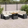 vidaXL Patio Sofa Set with Cushions Outdoor Furniture 9 Piece Poly Rattan - Black and Cream with Storage - 2 of 4