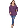 Agnes Orinda Women's Plus Size Tie Tassel V Neck Hollow Bowknot Long Sleeve Casual Blouses - 3 of 4