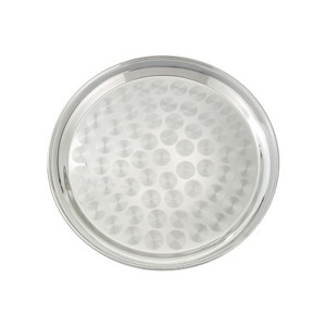 Winco Serving Tray with Swirl Pattern, Stainless Steel, Round - 1 of 3