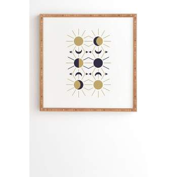 Emanuela Carratoni Moon and Sun on White Framed Wall Art Yellow - Deny Designs