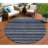 Denim Blue And Gray Striped Washable Indoor Outdoor Area Rug - 2 of 4