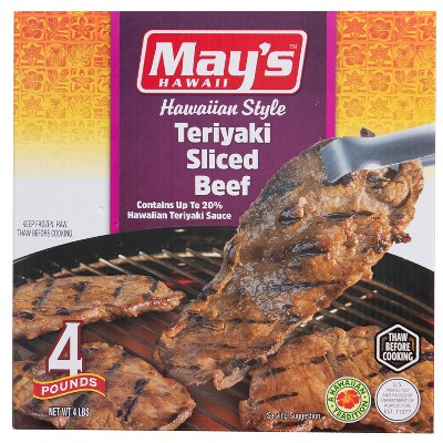 May's Hawaii Teriyaki Sliced Beef - Frozen - 4lbs