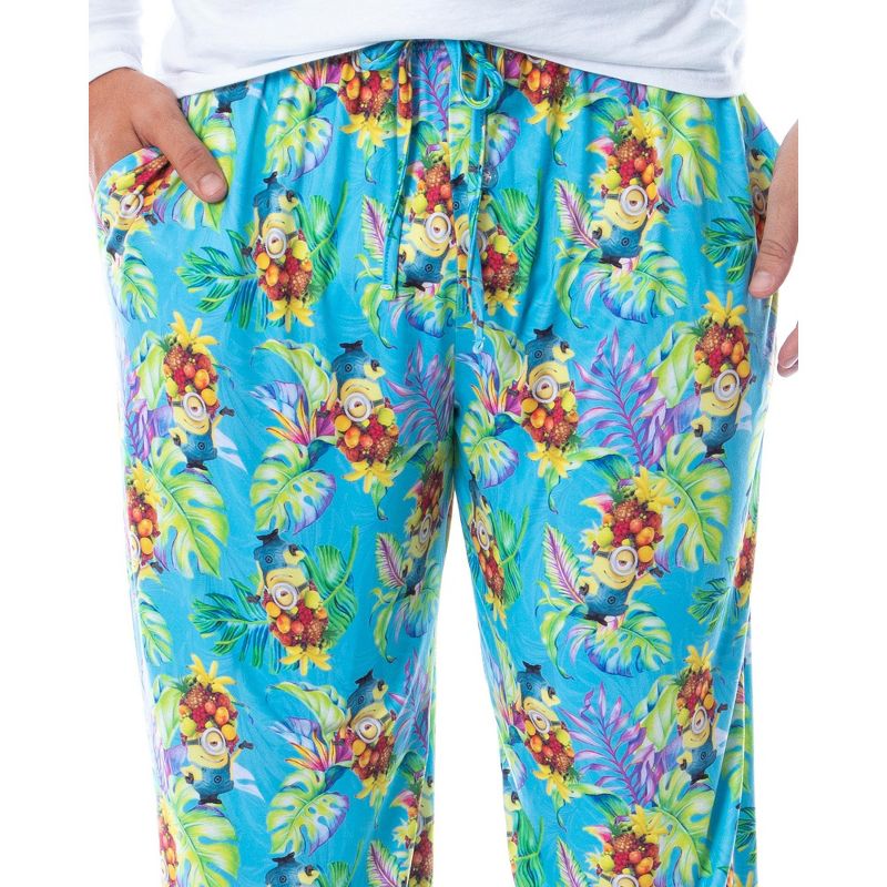 Despicable Me Mens' Minions Tropical Tossed Print Sleep Pajama Pants Blue, 3 of 5