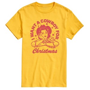 Men's - Instant Message - I Want A Cowboy For Christmas Short Sleeve Graphic T-Shirt - 1 of 4