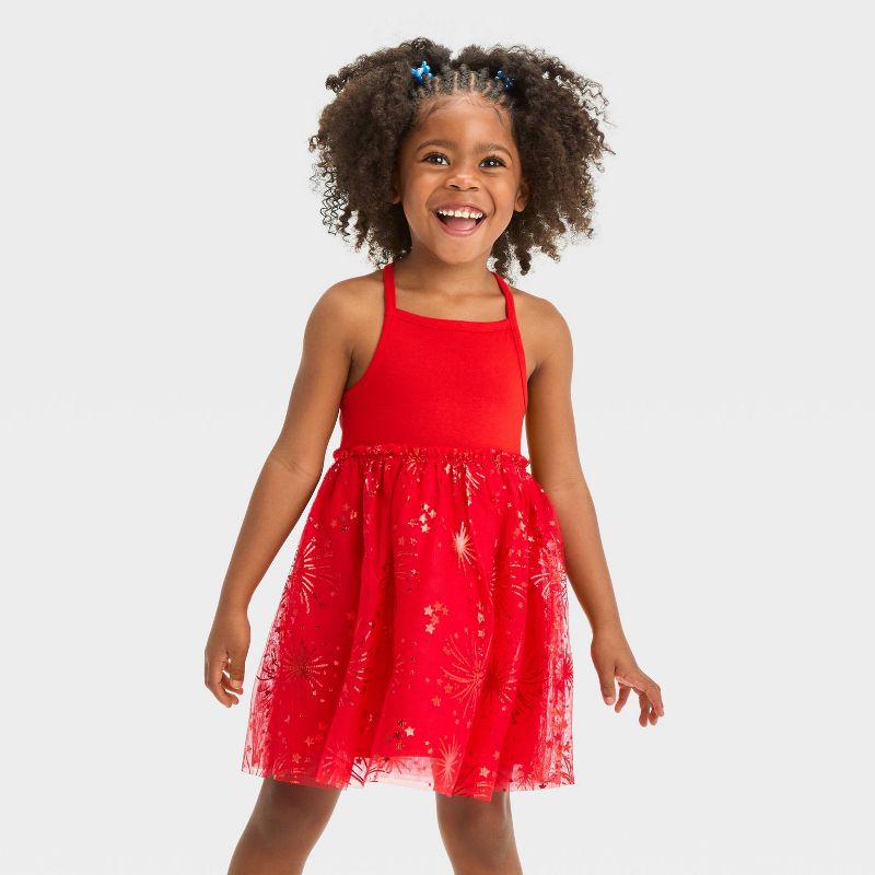 Toddler Girls' Stars Tulle Dress - Cat & Jack™ Red, 1 of 4