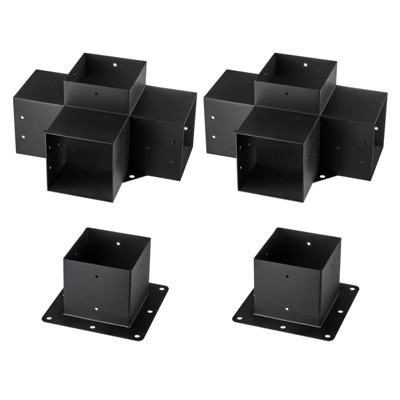 VEVOR Pergola Bracket Kit 6''x6''(Inner Size 5.6x5.6), 4pcs 4-Way Heavy Duty Corner Bracket Woodworks DIY Post Base Kit