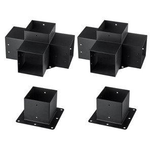 VEVOR Pergola Bracket Kit 6''x6''(Inner Size 5.6x5.6), 4pcs 4-Way Heavy Duty Corner Bracket Woodworks DIY Post Base Kit - 1 of 4