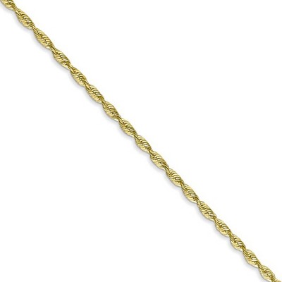 Black Bow Jewelry 1.8mm, 10k Yellow Gold Lightweight D/C Rope Chain Necklace