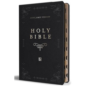 KJV Holy Bible, Giant Print Thinline Large Format, Black Premium Imitation Leather with Ribbon Marker, Red Letter, and Thumb Index - (Paperback) - 1 of 1