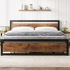 King/Queen/Full Size Bed Frame, Industrial King Bed Platform with Headboard No Box Spring Needed, 14 Inch Easy /Assemble King Mattress Bedframe - 2 of 4