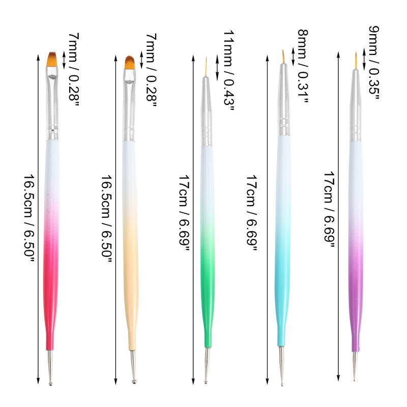 Unique Bargains Double Ended Nail Art Tool Set Multicolored Silver Tone 5 Pcs of 1 Set, 4 of 7
