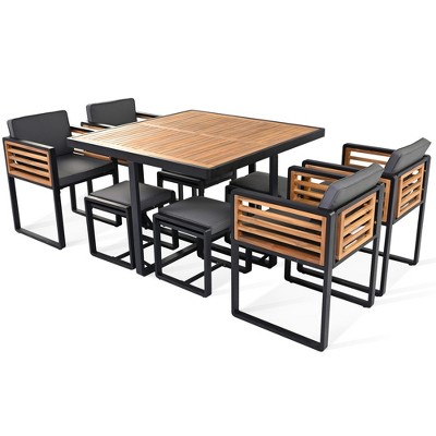 Infurnic Dining Sets, Comfortable Seats with Soft Cushion, Mid Century Modern Set for Dining Room Kitchen Apartment, Gray, 29.75"*24"*21.25"